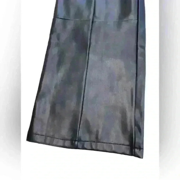 ASOS DESIGN leather look straight leg drawstring pant with seam detail US 6 - Picture 5 of 12